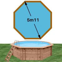 Piscine bois Woodfirst Original octogonale 511 x 124 cm liner bleu France