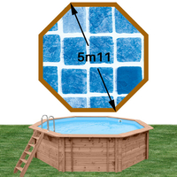 Piscine bois Woodfirst Original octogonale 511 x 124 cm liner persia bleu