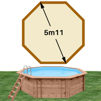 Piscine bois Woodfirst Original octogonale 511 x 124 cm liner sable