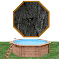 Piscine bois Woodfirst Original octogonale 562 x 133 cm liner ardoise
