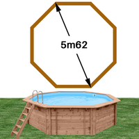 Piscine bois Woodfirst Original octogonale 562 x 133 cm liner blanc