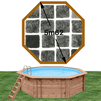 Piscine bois woodfirst original octogonale 562 x 133 cm liner persia anthracite