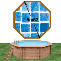 Piscine bois Woodfirst Original octogonale 562 x 133 cm liner persia bleu