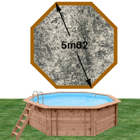 Piscine bois Woodfirst Original octogonale 562 x 133 cm liner stone gris