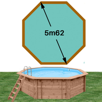 Piscine bois Woodfirst Original octogonale 562 x 133 cm liner vert caraïbes