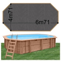 Piscine bois Woodfirst Original Octogonale allongée 672 x 472 x 146 liner ardoise