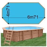 Piscine bois Woodfirst Original Octogonale allongée 672 x 472 x 146 liner bleu france