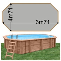 Piscine bois Woodfirst Original Octogonale allongée 672 x 472 x 146 liner gris clair