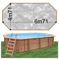 Piscine bois Woodfirst Original Octogonale allongée 672 x 472 x 146 liner marbre gris