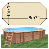 Piscine bois Woodfirst Original Octogonale allongée 672 x 472 x 146 liner sable