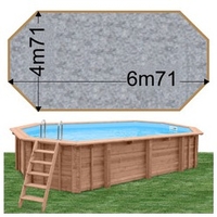 Piscine bois Woodfirst Original Octogonale allongée 672 x 472 x 146 liner stone gris