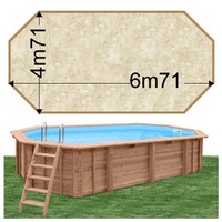 Piscine bois Woodfirst Original Octogonale allongée 672 x 472 x 146 liner stone sable