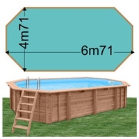 Piscine bois Woodfirst Original Octogonale allongée 672 x 472 x 146 liner vert caraïbes