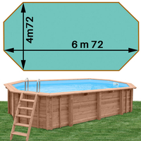 Piscine bois Woodfirst Original Octogonale allongée 672 x 472 x 146 liner vert caraïbes