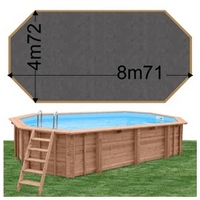 Piscine bois Woodfirst Original Octogonale allongée 872 x 472 x 146 liner ardoise