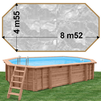 Piscine bois Woodfirst Original Octogonale allongée 872 x 472 x 146 liner marbre gris