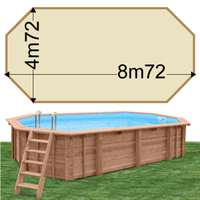 Piscine bois Woodfirst Original Octogonale allongée 872 x 472 x 146 liner sable
