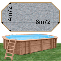Piscine bois Woodfirst Original Octogonale allongée 872 x 472 x 146 liner stone gris