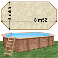 Piscine bois Woodfirst Original Octogonale allongée 872 x 472 x 146 liner stone sable