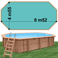 Piscine bois Woodfirst Original Octogonale allongée 872 x 472 x 146 liner vert caraïbes