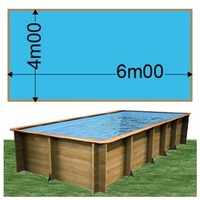 Piscine bois Woodfirst Original rectangulaire 600 x 400 x 133 cm liner bleu France