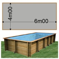 Piscine bois Woodfirst Original rectangulaire 600 x 400 x 133 cm liner gris clair