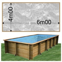 Piscine bois Woodfirst Original rectangulaire 600 x 400 x 133 cm liner marbre gris