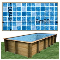 Piscine bois Woodfirst Original rectangulaire 600 x 400 x 133 cm liner persia bleu