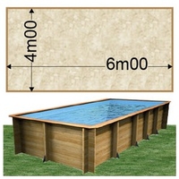Piscine bois Woodfirst Original rectangulaire 600 x 400 x 133 cm liner stone sable