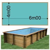 Piscine bois Woodfirst Original rectangulaire 600 x 400 x 133 cm liner vert caraïbes