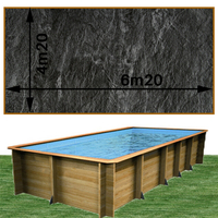 Piscine bois Woodfirst Original rectangulaire 620 x 420 x 133 cm liner ardoise