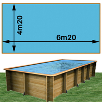Piscine bois Woodfirst Original rectangulaire 620 x 420 x 133 cm liner bleu France