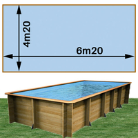 Piscine bois Woodfirst Original rectangulaire 620 x 420 x 133 cm liner bleu pâle