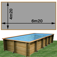 Piscine bois Woodfirst Original rectangulaire 620 x 420 x 133 cm liner gris clair