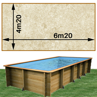 Piscine bois Woodfirst Original rectangulaire 620 x 420 x 133 cm liner stone sable