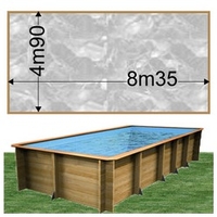 Piscine bois Woodfirst Original Rectangulaire 800 x 400 x 146 cm liner marbre gris
