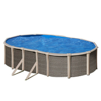 Kit piscine hors sol Fusion acier aspect rotin ovale - 7.80 m x 4.80 m x H.1.35 m