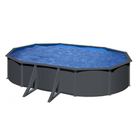 Kit piscine hors sol acier gris anthracite ovale 6.34 x 3.99 x H.1.22 m