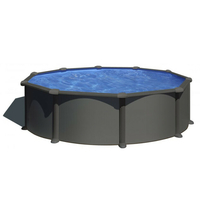 Kit piscine hors sol acier gris anthracite ronde Ø4.80 m x H.1.22 m