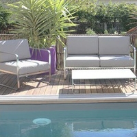 Salon bas de jardin Venize taupe en inox dépoli