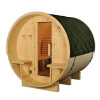 Sauna tonneau ext 2/4 pers en pin 2100x1828x1914 ep 38,5 mm