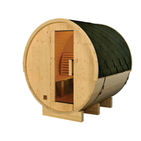 Sauna tonneau ext 4/6 pers en pin 2100x1828x1914 ep 38,5 mm