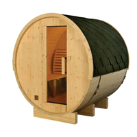 Sauna tonneau ext 4/6 pers en pin 2350x1828x1914 ep 38,5 mm