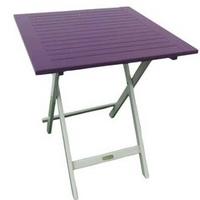 Table carrée en acacia bicolore Burano lin/aubergine
