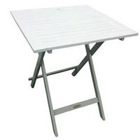 Table carrée en acacia bicolore Burano lin/blanc