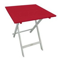Table carrée en acacia bicolore Burano lin/rouge