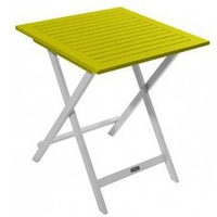 Table carrée en acacia bicolore Burano lin/vert anis
