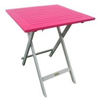 Table carrée en acacia bicolore Burano lin/fushia