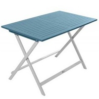 Table rectangulaire en acacia bicolore Burano muscade/bleu