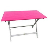 Table rectangulaire en acacia bicolore Burano muscade/fushia